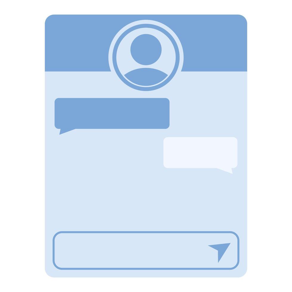 Smartphone displaying instant messaging application with chat bubbles and user profile vector