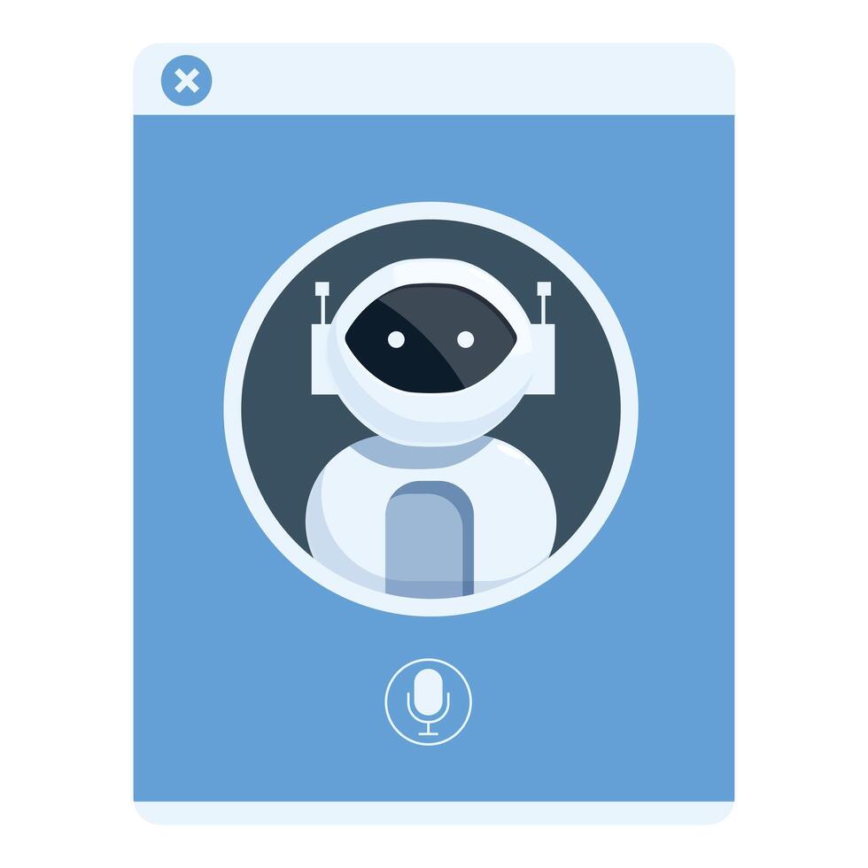 Chatbot app displaying on smartphone screen with microphone icon vector