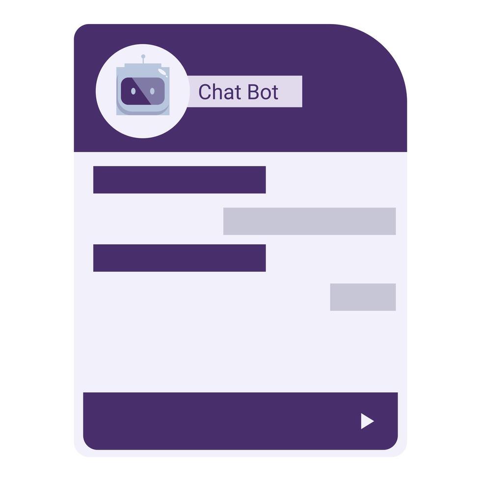 Chat bot software application displaying chat history with user vector