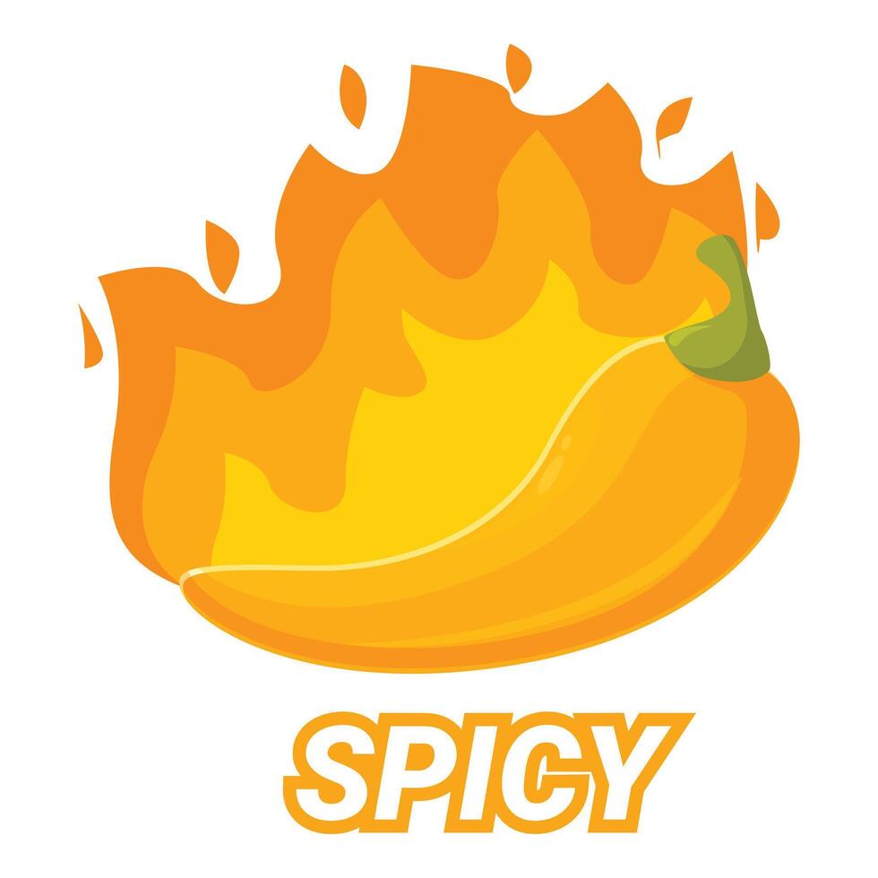 Yellow chili pepper burning with flames, a symbol of spice and heat vector