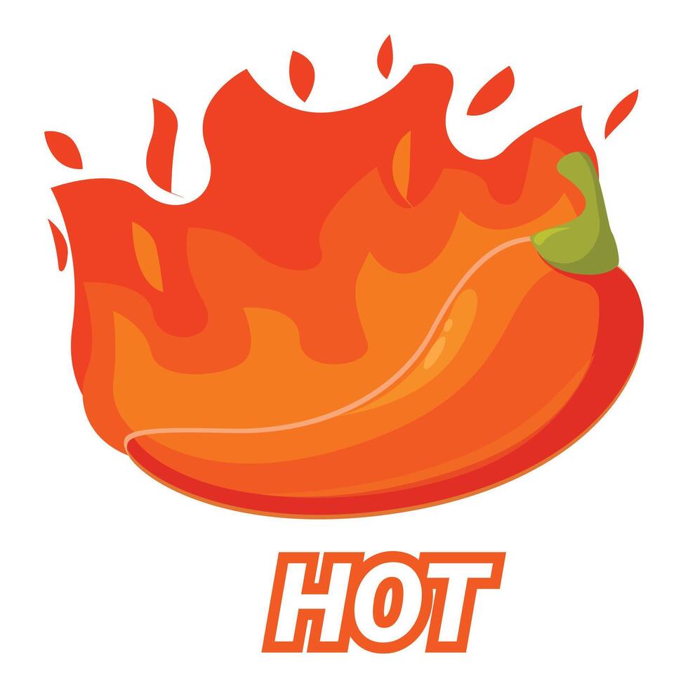 Orange chili pepper surrounded by flames burning with flavor vector