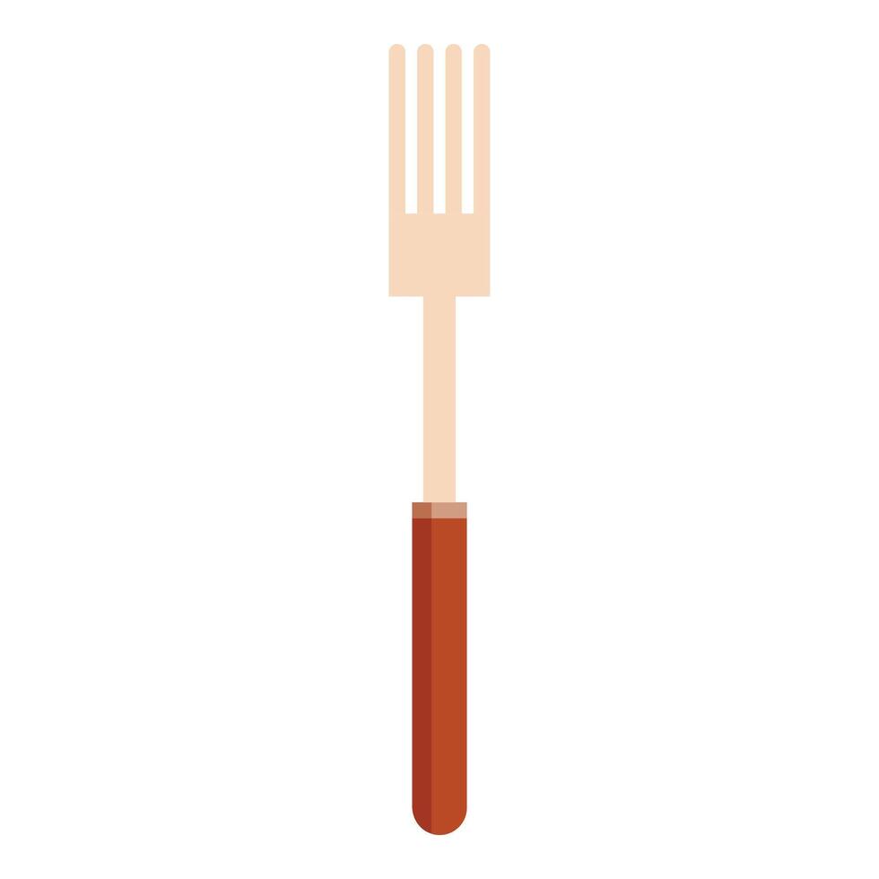 Cartoon fork with brown handle on white background vector