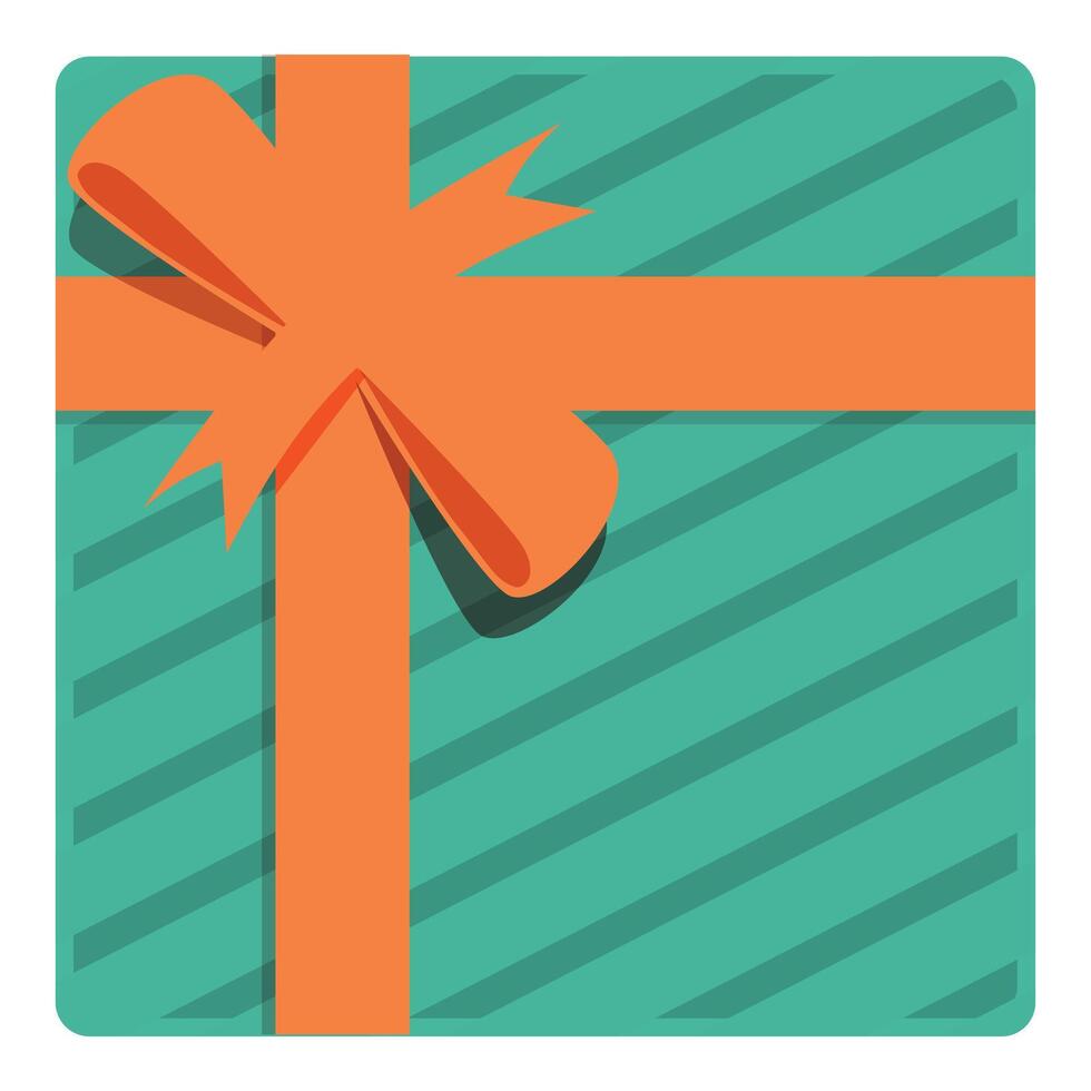 Green wrapped gift box with orange ribbon celebrating a special occasion vector