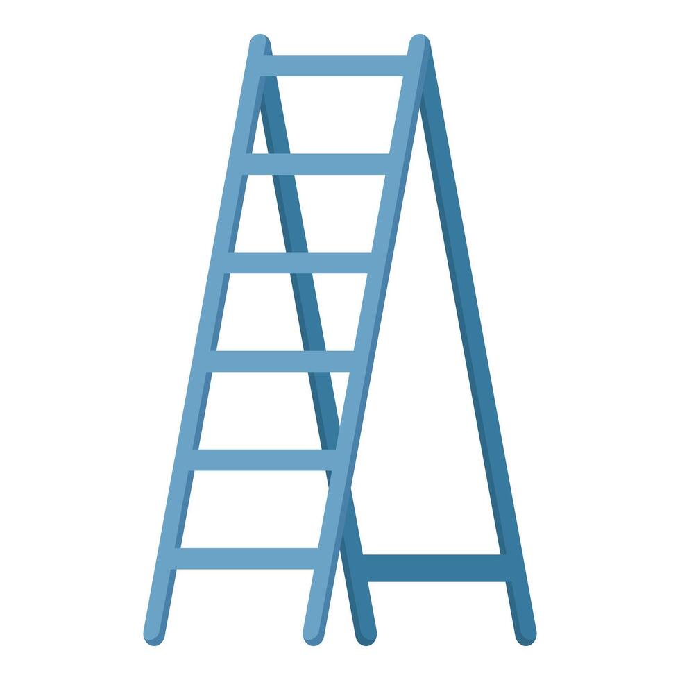 Blue step ladder standing on white background vector