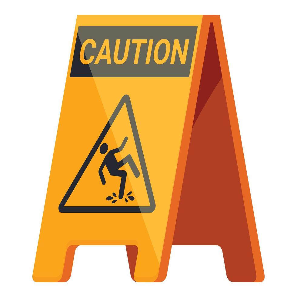 Yellow caution wet floor sign warning of slipping hazard vector