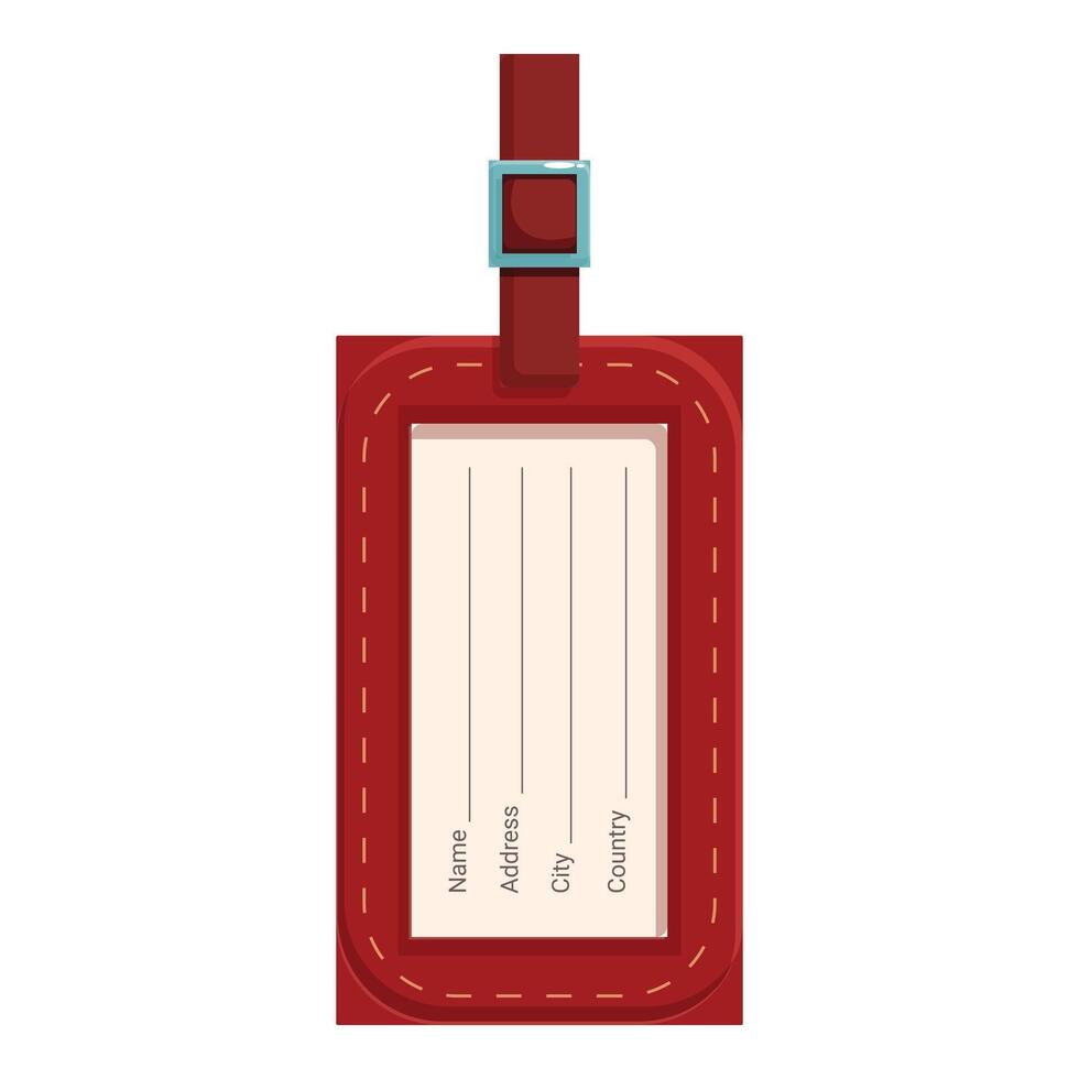 Red luggage tag showing personal information for travel vector