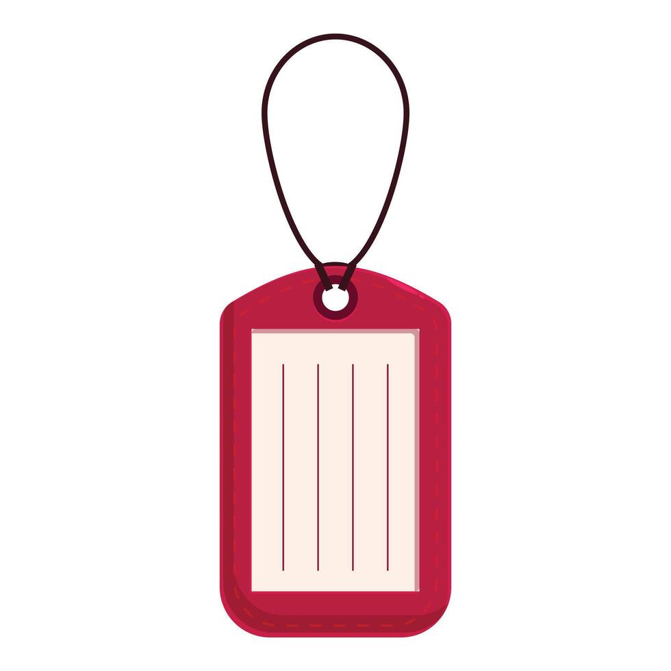 Red gift tag hanging on black string with blank lines for text vector