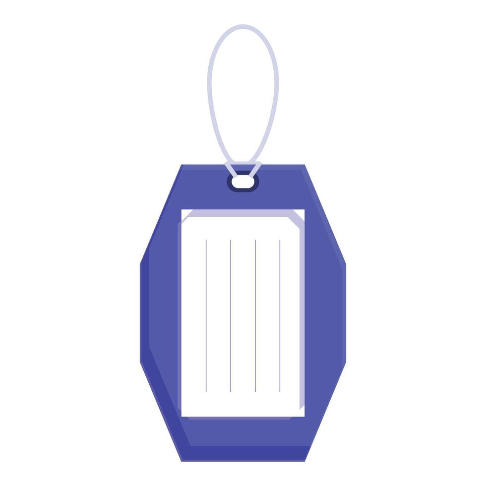 Blue luggage tag hanging with string for identification vector