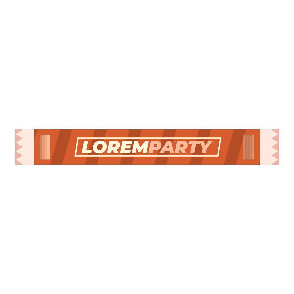 Orange wristband showing access to lorem party vector