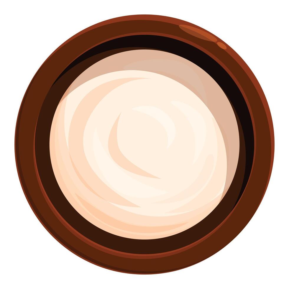 Brown bowl with sour cream or white sauce serving on white background vector