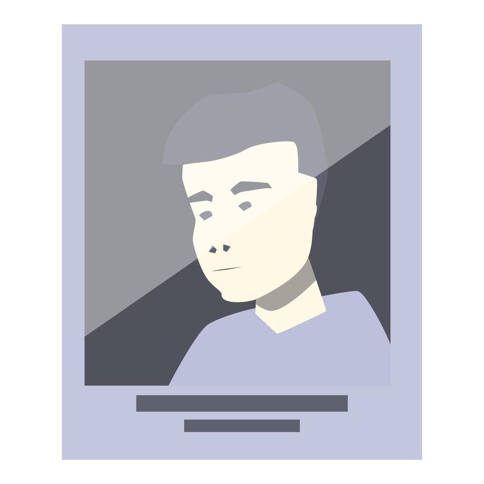 Young man looking sad in id photo minimalist vector illustration