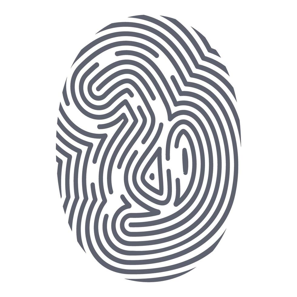 Fingerprint showing unique identity and security access vector