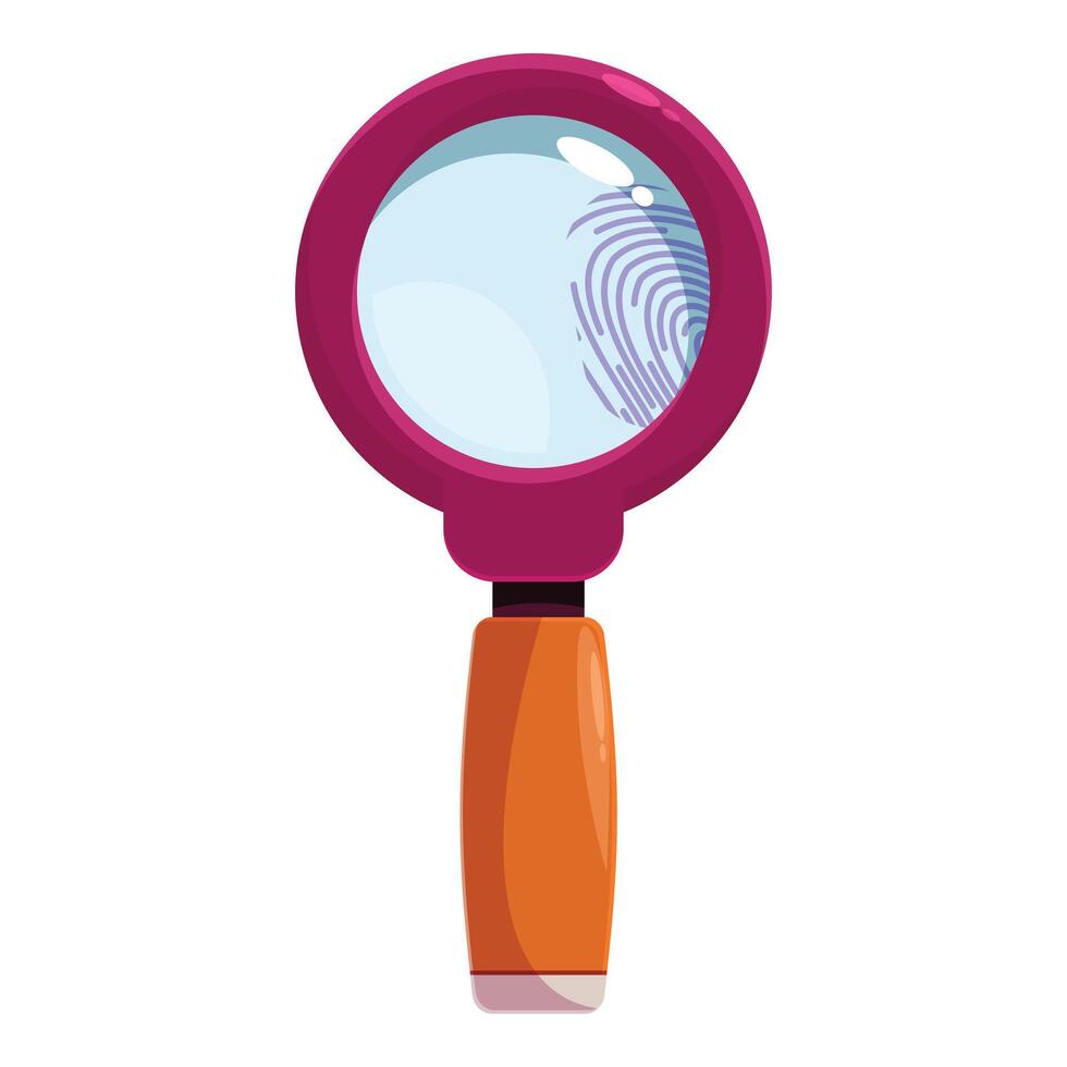 Magnifying glass showing fingerprint for crime investigation vector