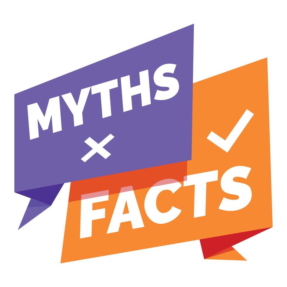 Myths versus facts banners showing truth and lies vector