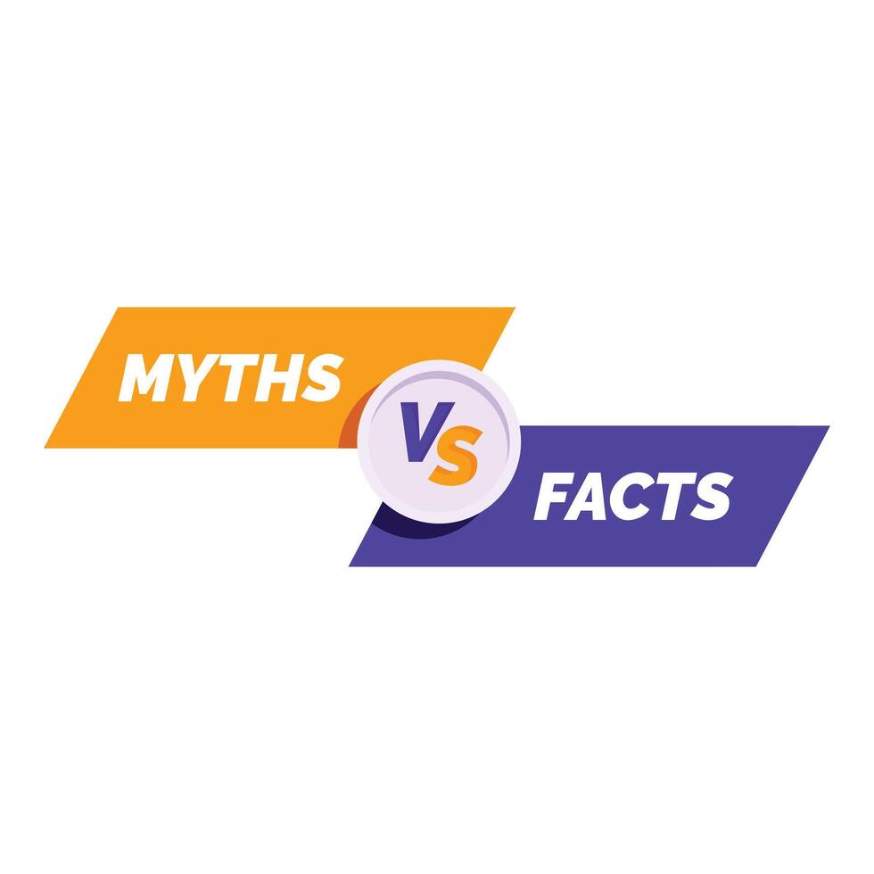 Myths versus facts concept showing truth against lies vector
