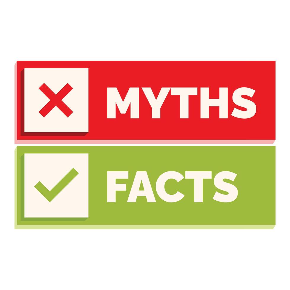 Myths versus facts check banner showing truth and lies vector