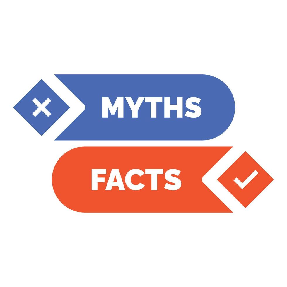 Facts versus myths choice buttons showing true or false information vector