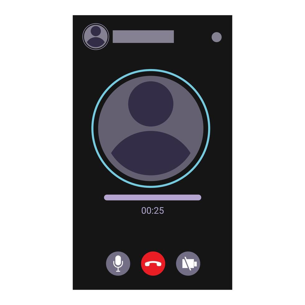 Smartphone showing video call interface with user profile picture vector