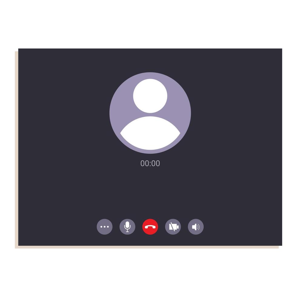 Video call screen displaying incoming call interface with user interface elements vector