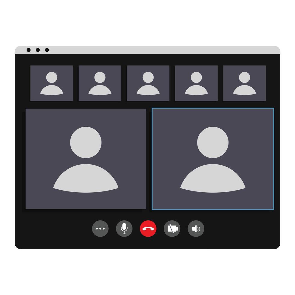 Group video conference call interface showing people connecting online vector