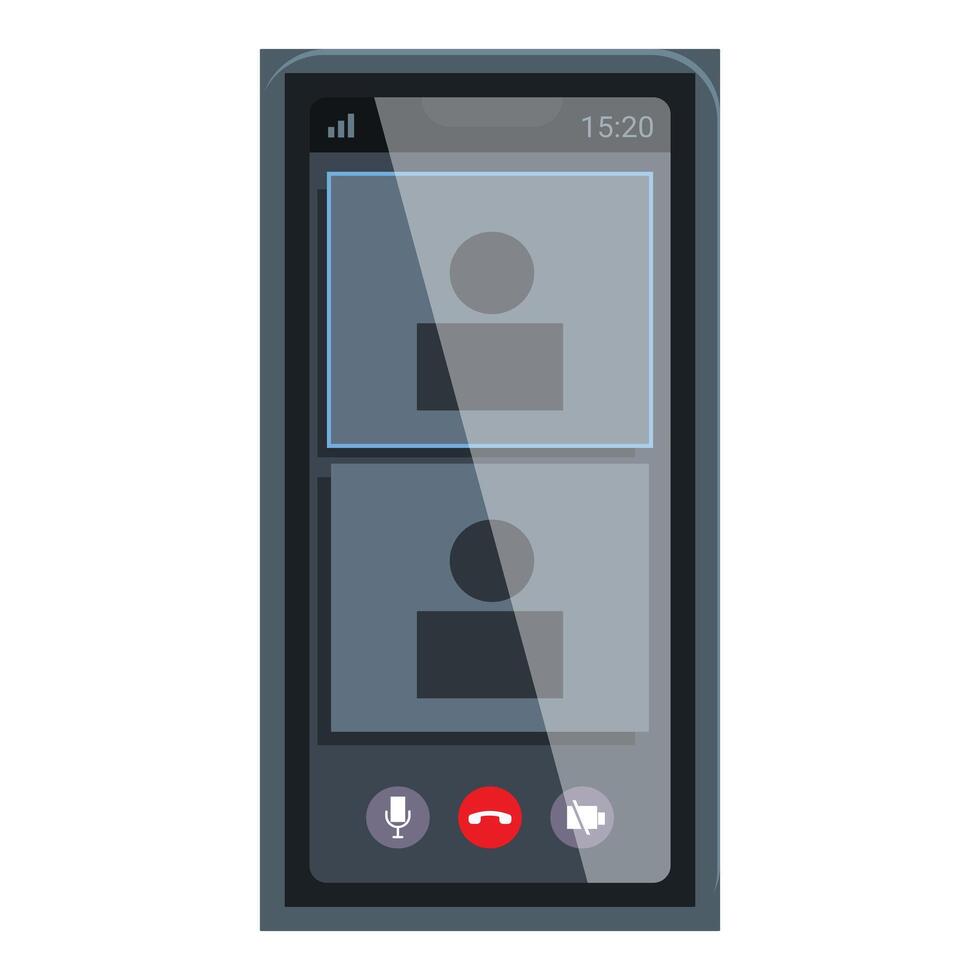Smartphone displaying video call interface with two participants vector