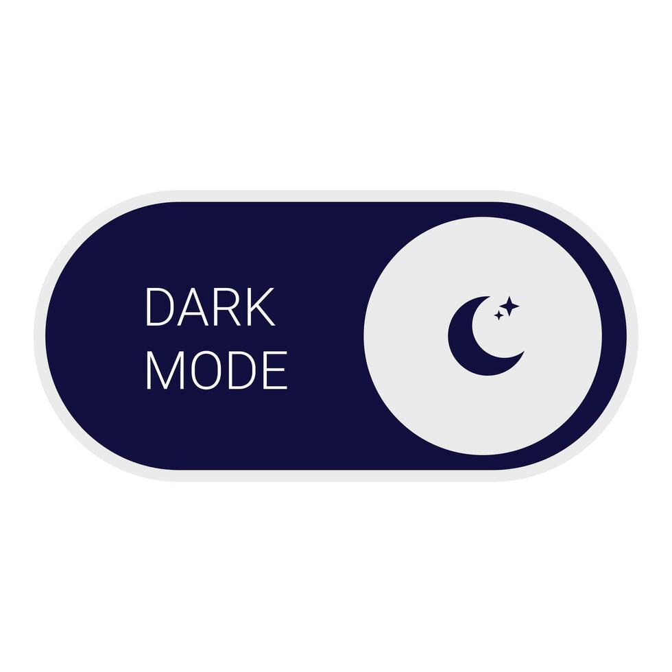 Dark mode button showing night time setting with crescent moon icon vector