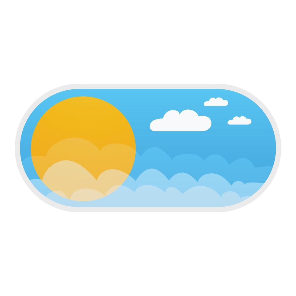 On off switch button with sun and clouds showing sunny day vector