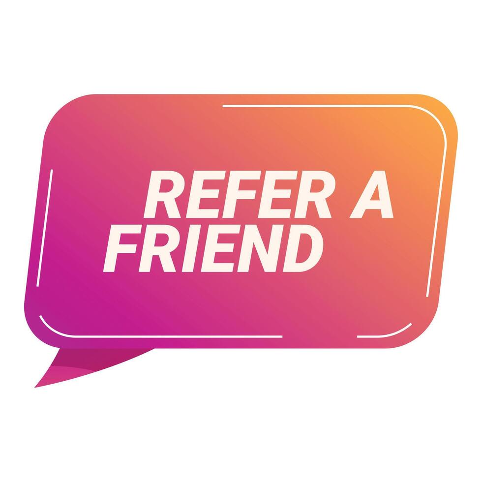 Refer a friend gradient banner promoting sharing with friends vector