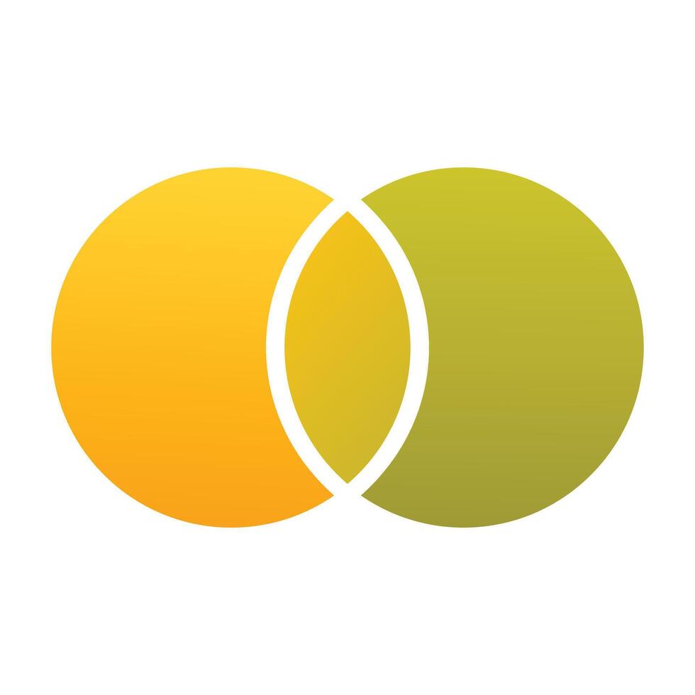 Two intersecting circles forming central shape concept vector