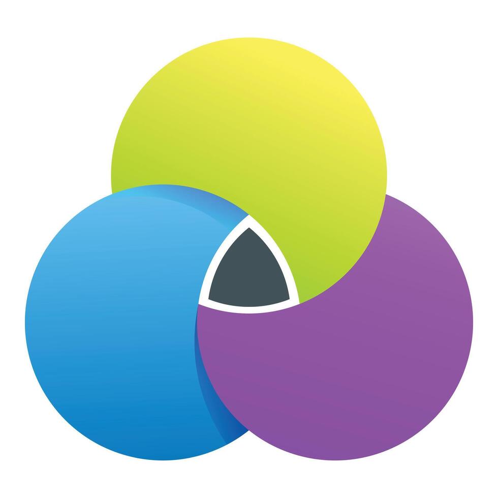 Three vibrant interlocking circles creating a colorful abstract design vector