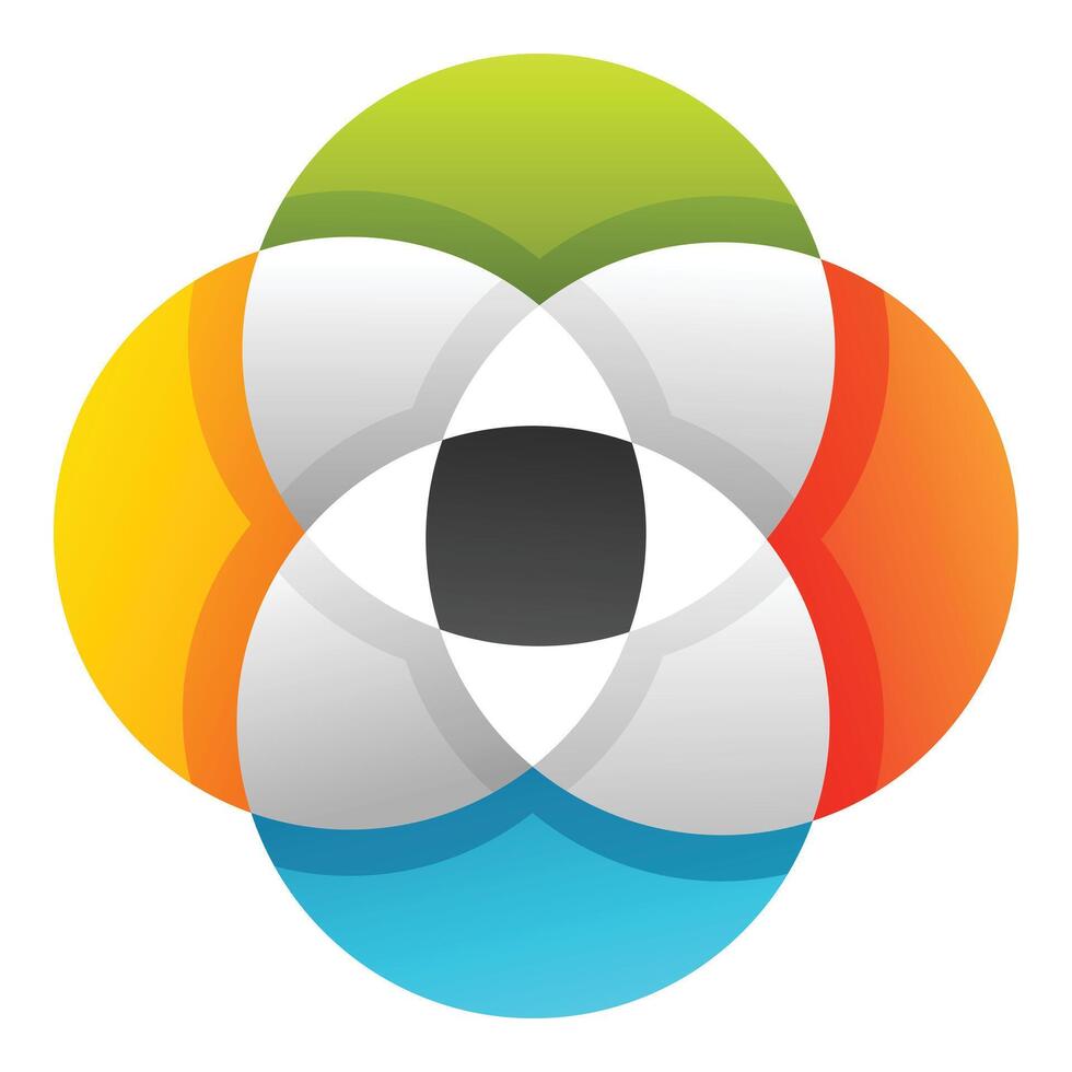 Colorful interlocking circles are creating a flower like design vector