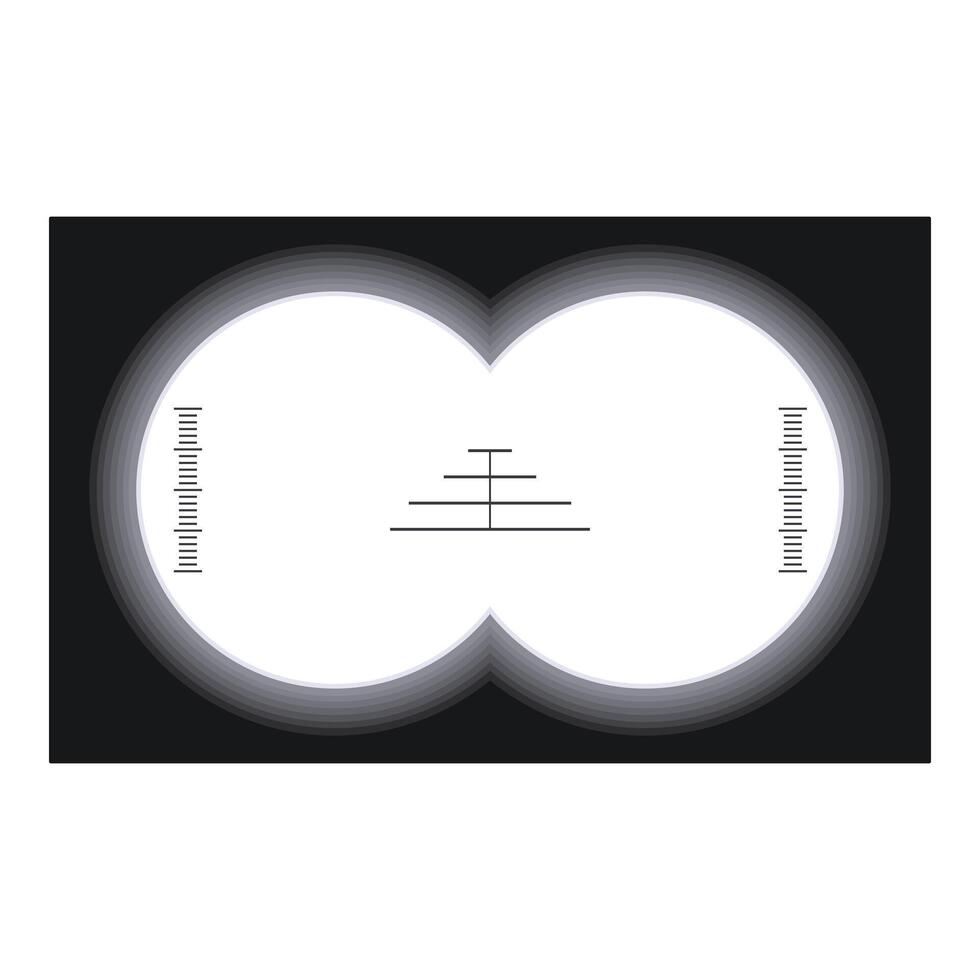 Binocular view showing crosshairs for targeting on black background vector