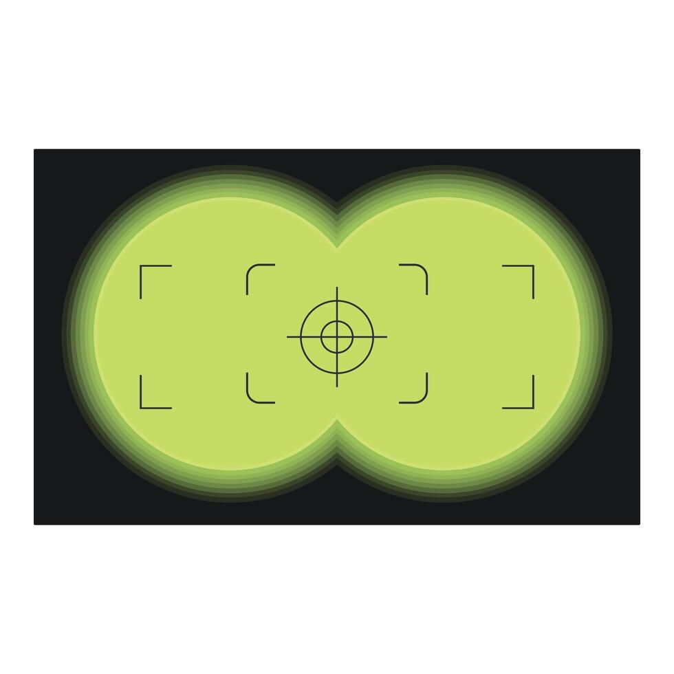 Binocular view pointing at target using crosshair over green background vector