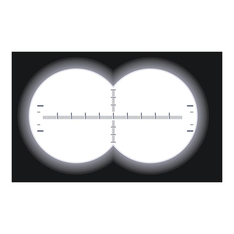 Binoculars view showing measuring scale focusing on target vector