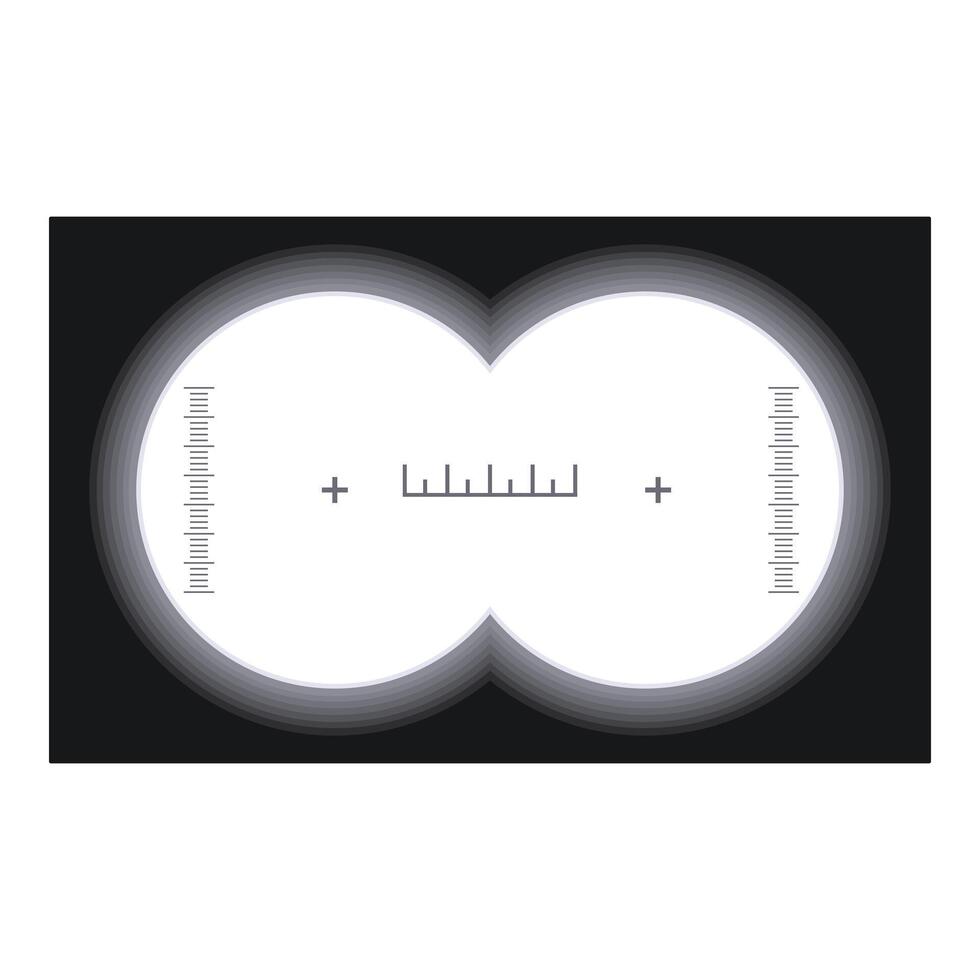 Binocular view with measurement scale focusing on target vector
