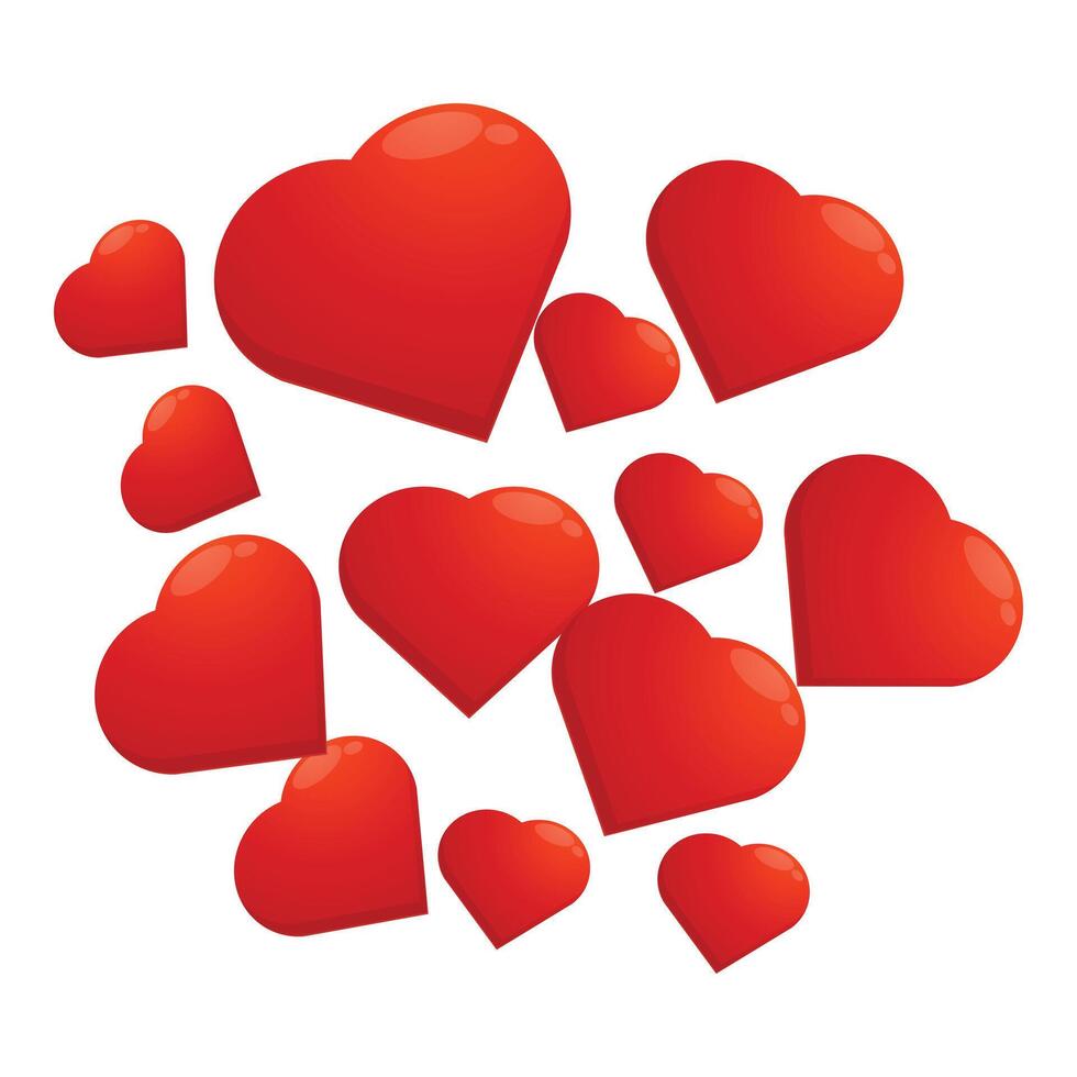 Many red hearts floating celebrating romantic love vector