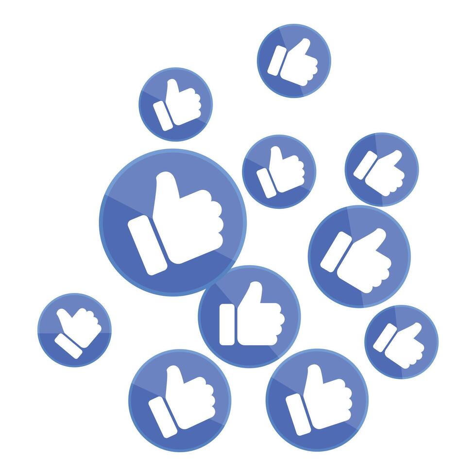 Social media thumbs up buttons floating on white background vector