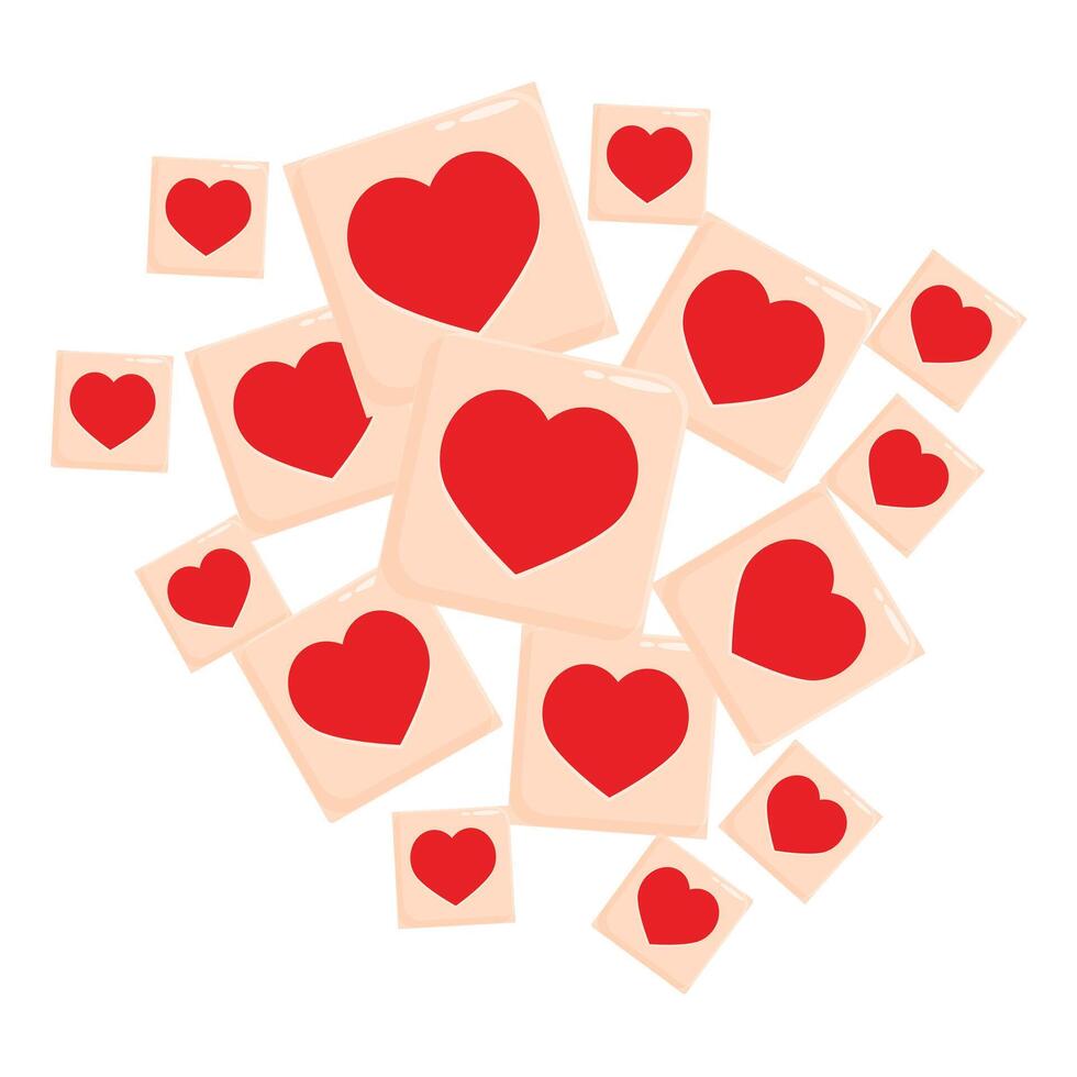 Red hearts floating on square tiles background vector