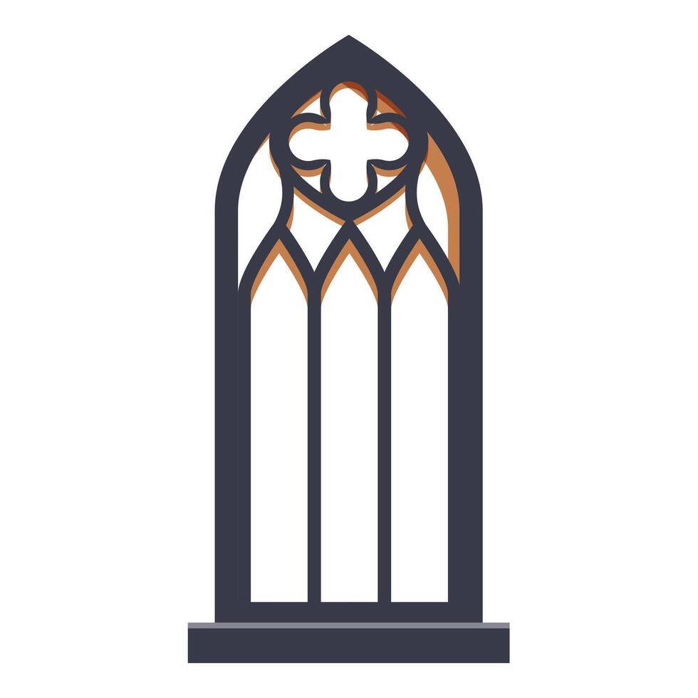 Gothic arch window with ornate stonework design vector