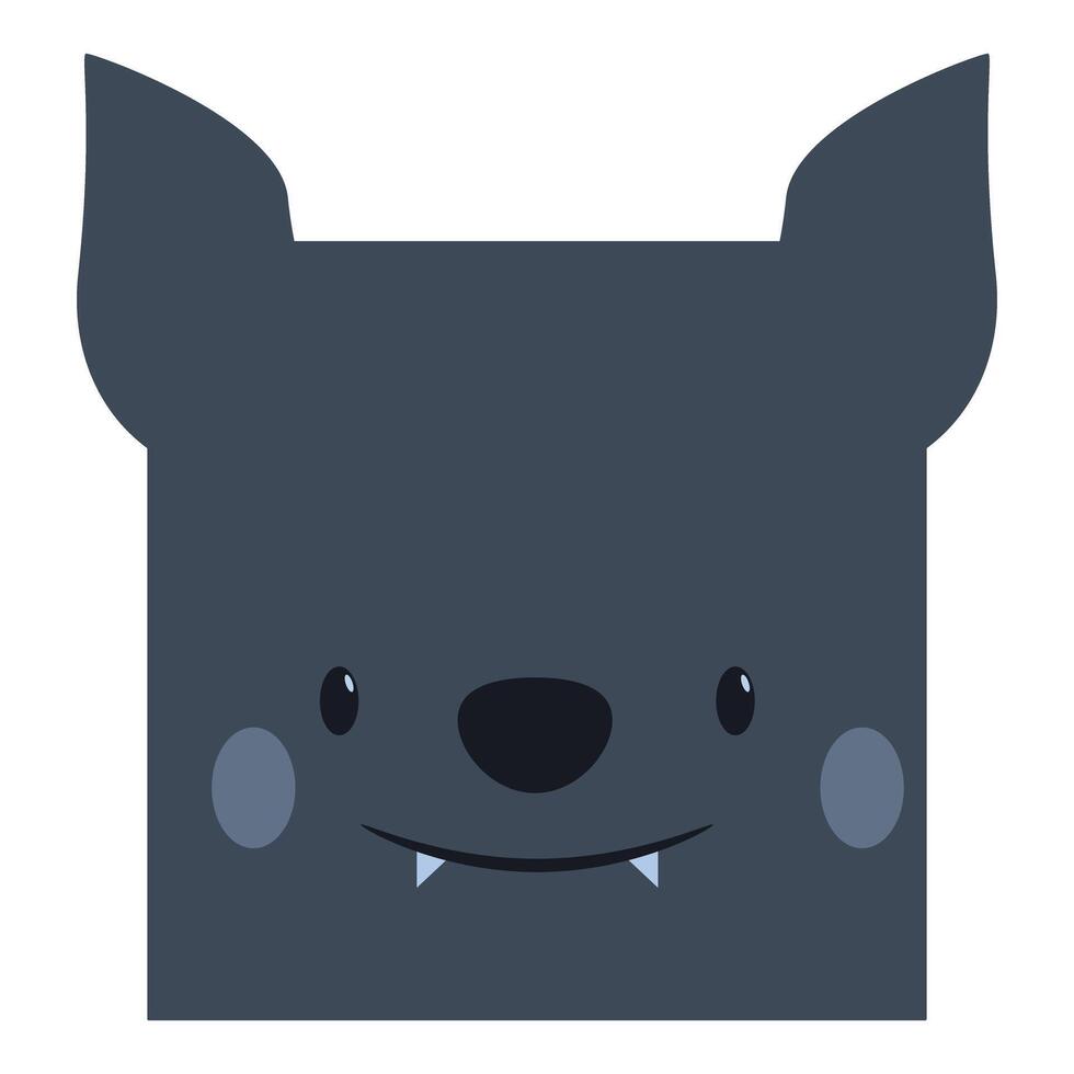 Cute square grey bat smiling showing fangs vector