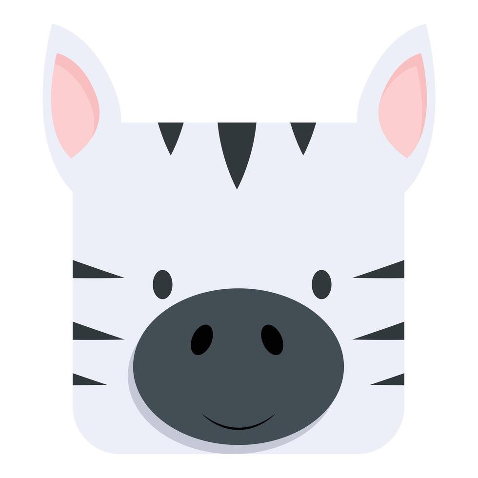 Cute square zebra smiling and looking forward vector