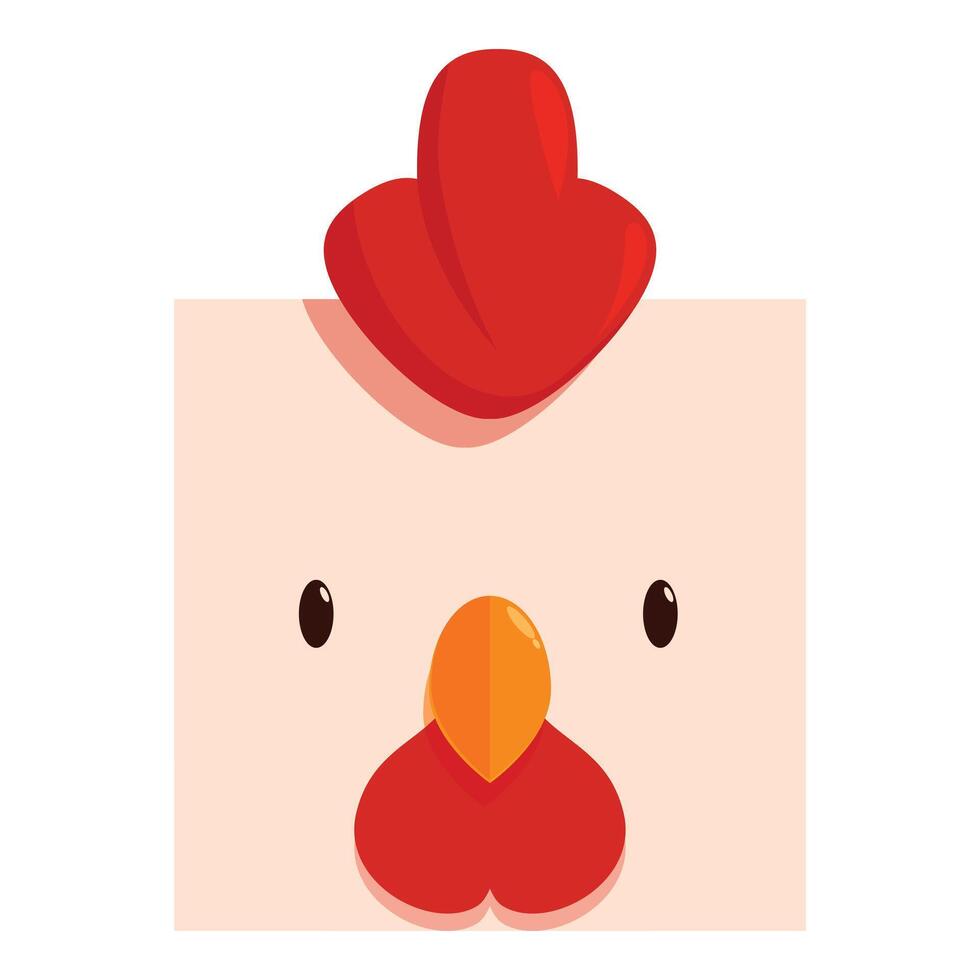 Funny square rooster face with big red comb vector