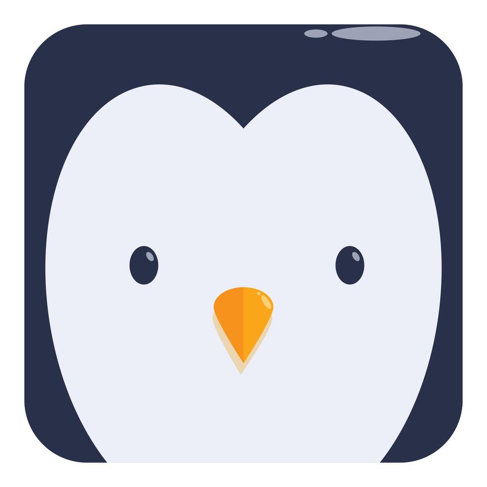Cute cartoon penguin face close up looking forward vector