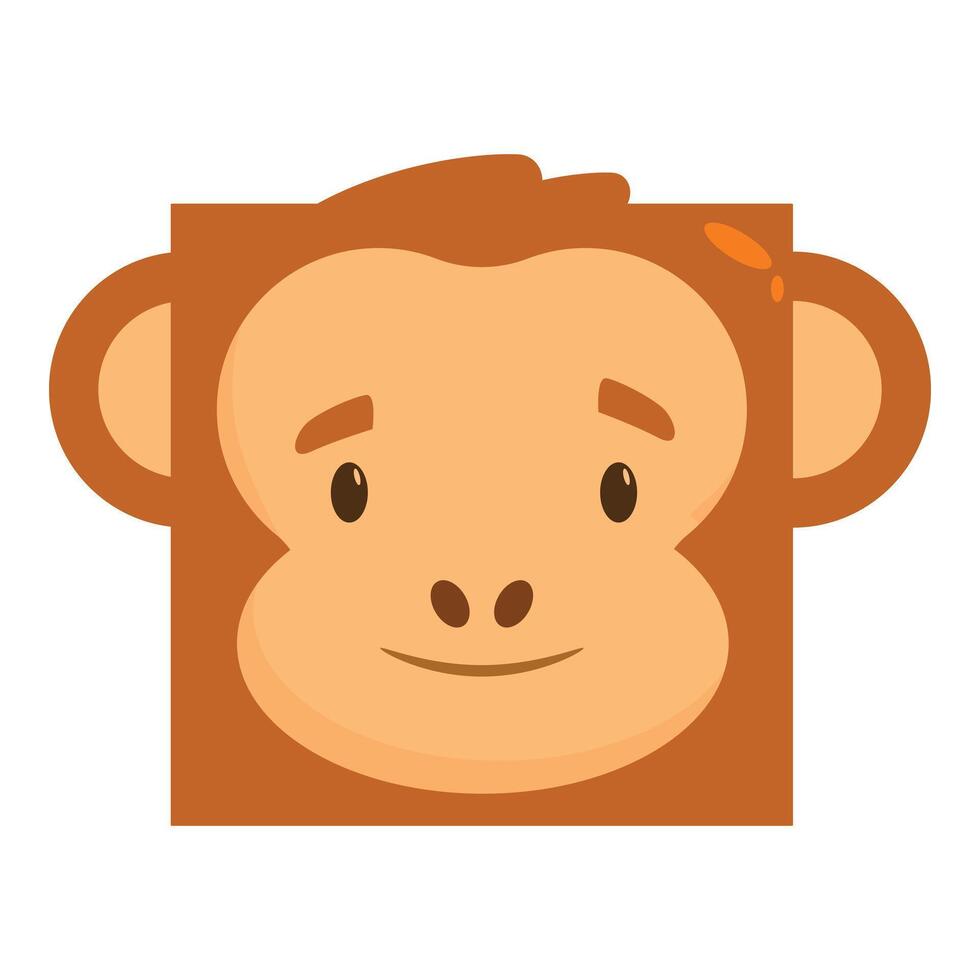 Happy square monkey face smiling and looking forward vector