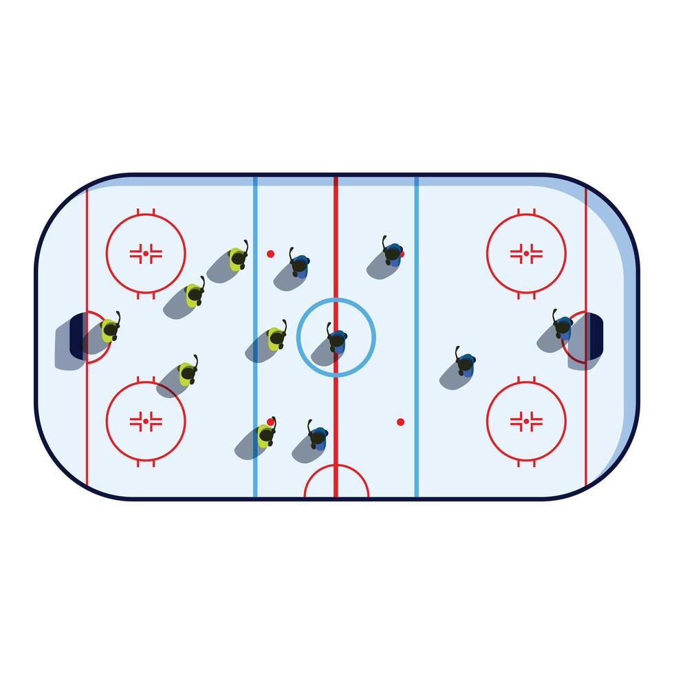 Hockey players competing during championship game on rink vector