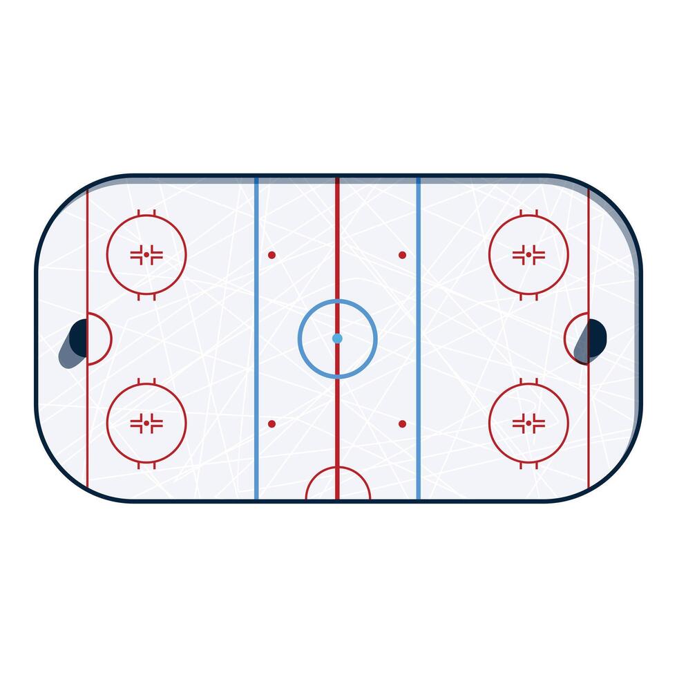 Top view of empty ice hockey rink with markings vector