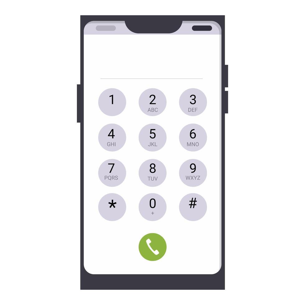 Smartphone displaying keypad for dialing number vector