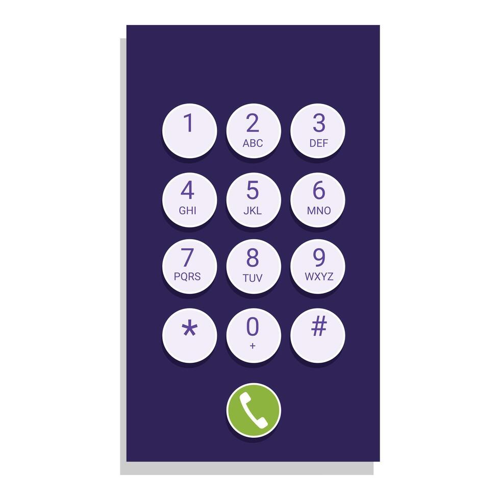 Smartphone showing keypad for entering phone number vector