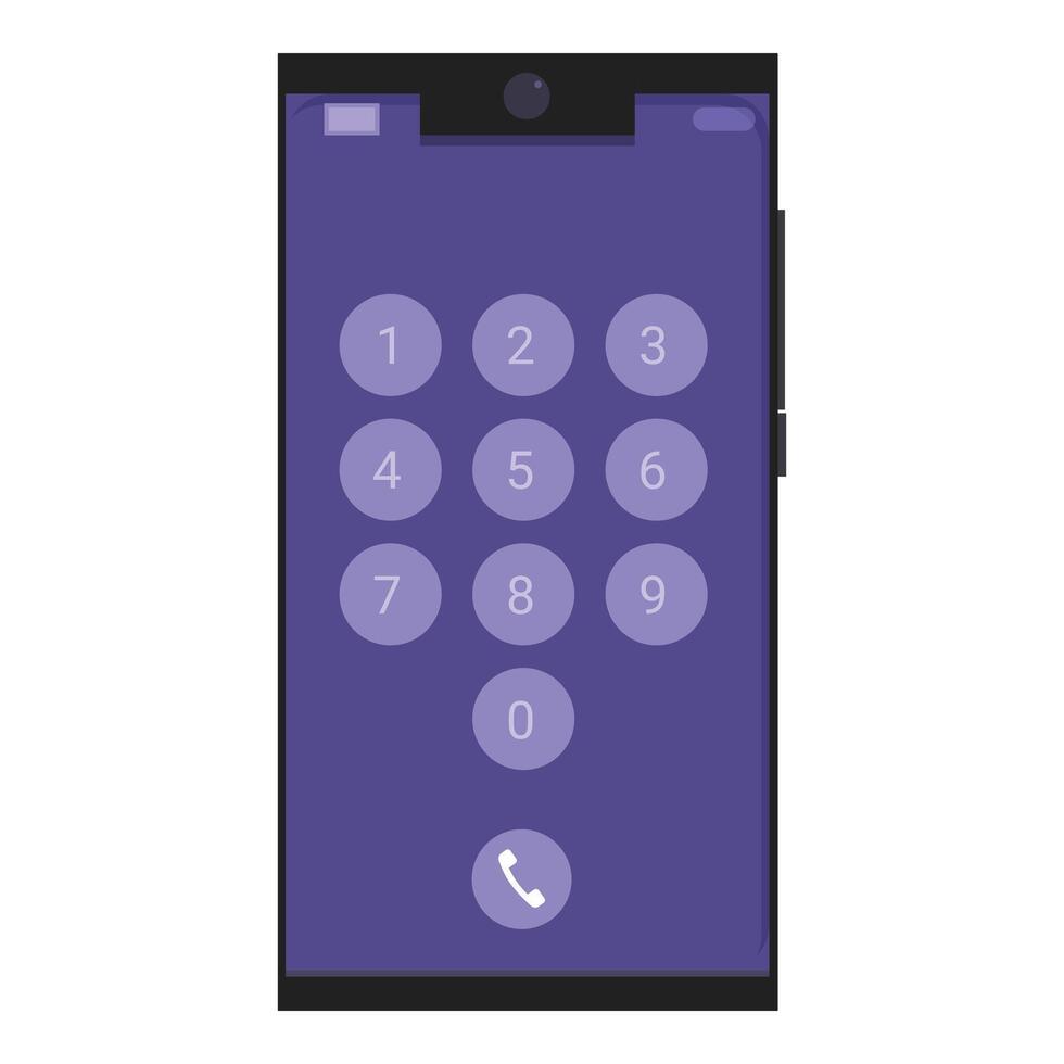 Smartphone showing phone call application interface vector