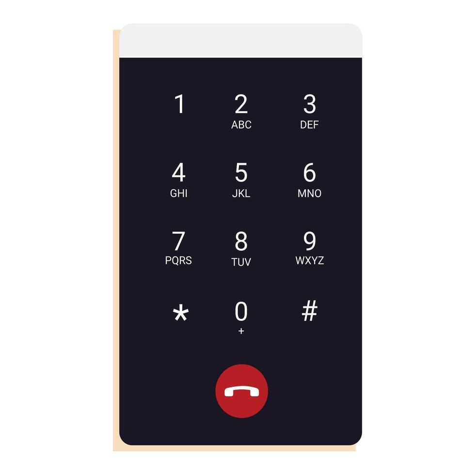 Smartphone showing keypad for entering phone number vector